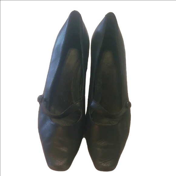 Vintage Bass Black Loafers with Textured Material and Low Heel Office Work b9 - Picture 1 of 8